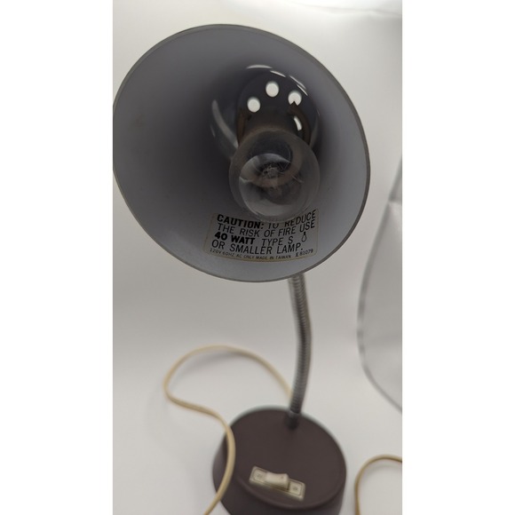 Vintage Brown Metal Gooseneck Desk Lamp Mid Century Modern Adjustable  Light - Picture 5 of 9